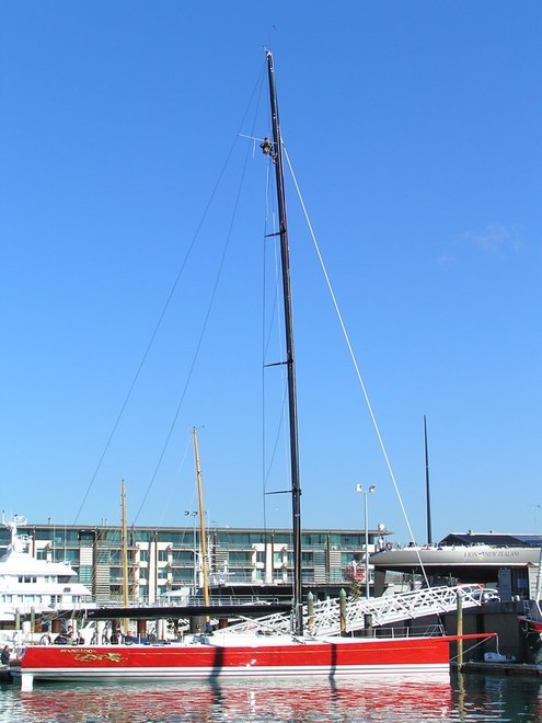 Pendragon VI - rig profile. Mast is 30m long. - Laurie Davidson 69 - Pendragon VI, newly launched at Viaduct Basin © Nigel Price